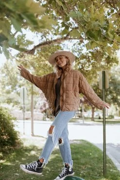 Henly Free People Dolman Quilted Knit Jacket In Toasted Coconut Jackets/Shackets/Blazers