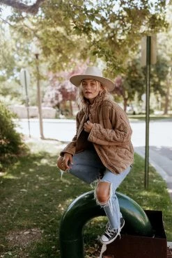 Henly Free People Dolman Quilted Knit Jacket In Toasted Coconut Jackets/Shackets/Blazers