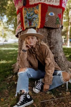 Henly Free People Dolman Quilted Knit Jacket In Toasted Coconut Jackets/Shackets/Blazers