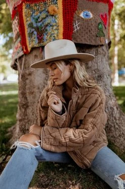 Henly Free People Dolman Quilted Knit Jacket In Toasted Coconut Jackets/Shackets/Blazers