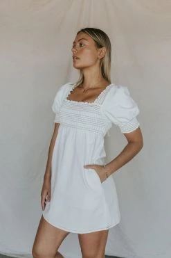 Henly Dresses Sasha White Denim Mini