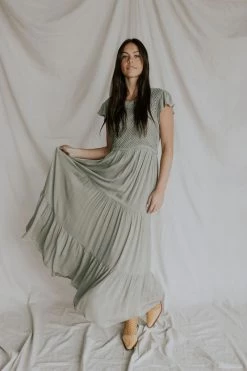 Henly Dresses La Caille Crochet Maxi In Olive