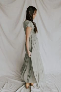 Henly Dresses La Caille Crochet Maxi In Olive