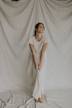 Henly Dresses La Caille Crochet Maxi In Oatmeal