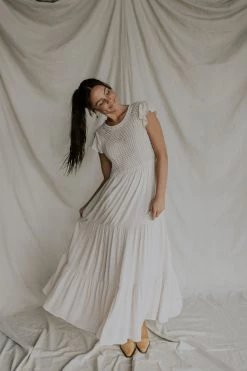 Henly Dresses La Caille Crochet Maxi In Oatmeal