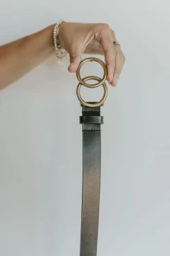 Henly Accessories Leather Double Loop Belt In Black