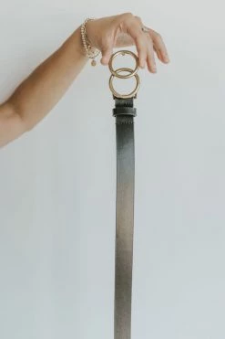 Henly Accessories Leather Double Loop Belt In Black