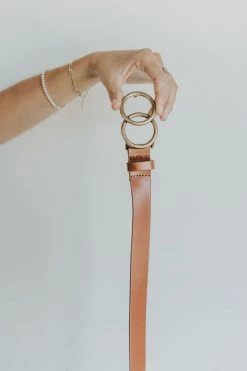 Henly Accessories Leather Double Loop Belt In Brown