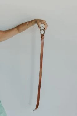 Henly Accessories Leather Double Loop Belt In Brown