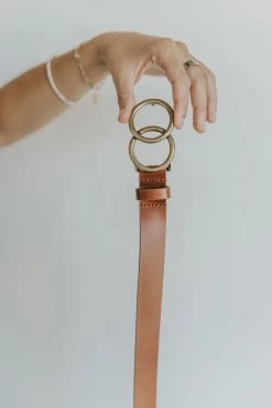 Henly Accessories Leather Double Loop Belt In Brown
