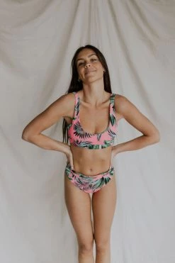 Henly Floral Tropix Bikini TOP In HOT PINK Swim