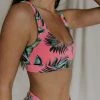Henly Floral Tropix Bikini TOP In HOT PINK Swim