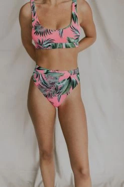 Henly Floral Tropix Bikini BOTTOM In HOT PINK