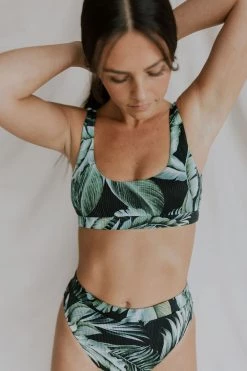 Henly Floral Tropix Bikini TOP In BLACK