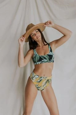 Henly Floral Tropix Bikini TOP In BLACK