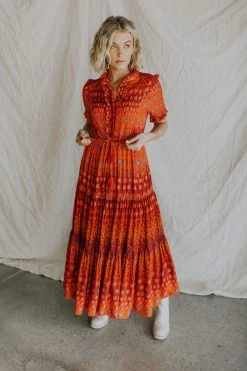 Henly Free People Rare Feelings Maxi Dress In Ruby Red