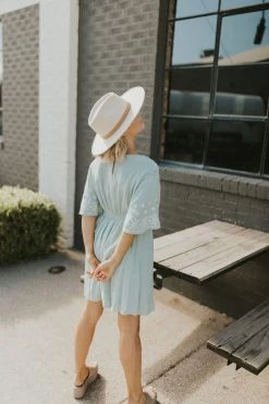 Henly Marbella Embroidered Dress In Light Sage Dresses