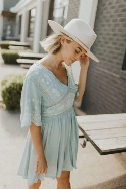 Henly Marbella Embroidered Dress In Light Sage Dresses