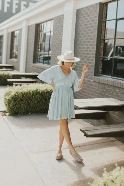 Henly Marbella Embroidered Dress In Light Sage Dresses