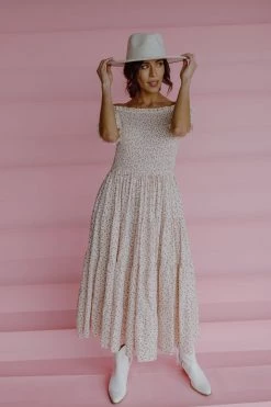 Henly Dresses Waverly Smocked Midi In Ivory