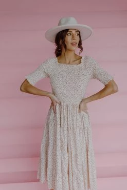 Henly Dresses Waverly Smocked Midi In Ivory