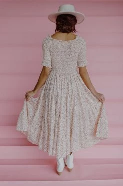 Henly Dresses Waverly Smocked Midi In Ivory