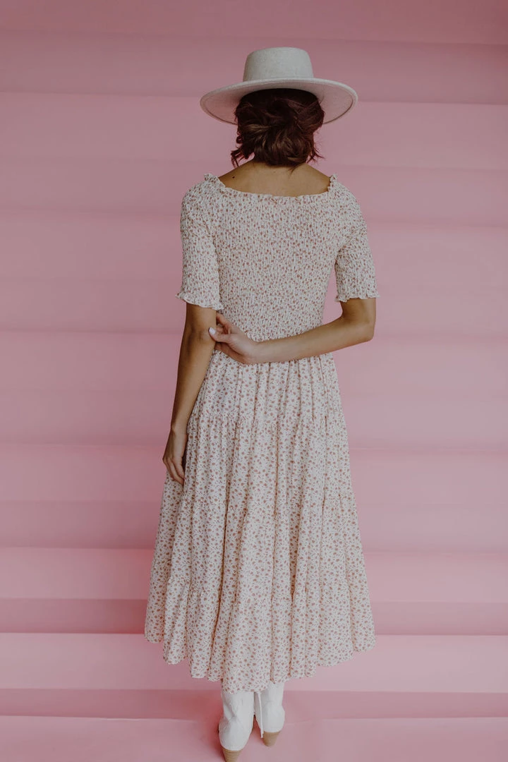 Henly Dresses Waverly Smocked Midi In Ivory