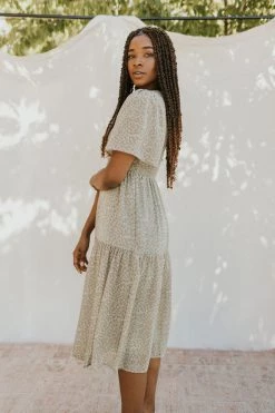 Henly Clover Smocked Midi In Sage Dresses