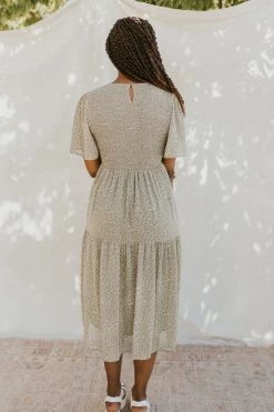 Henly Clover Smocked Midi In Sage Dresses