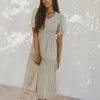 Henly Clover Smocked Midi In Sage Dresses