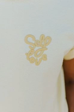 Henly Self Love Embroidered Tee In Buttercup Tops