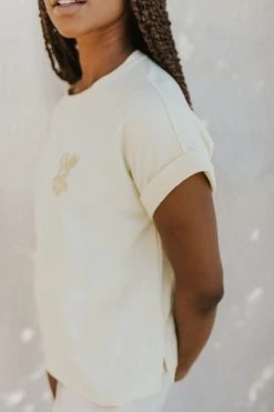 Henly Self Love Embroidered Tee In Buttercup Tops