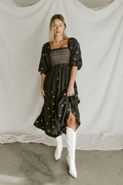 Henly Dresses Free People Dahlia Embroidered Maxi In Black Combo