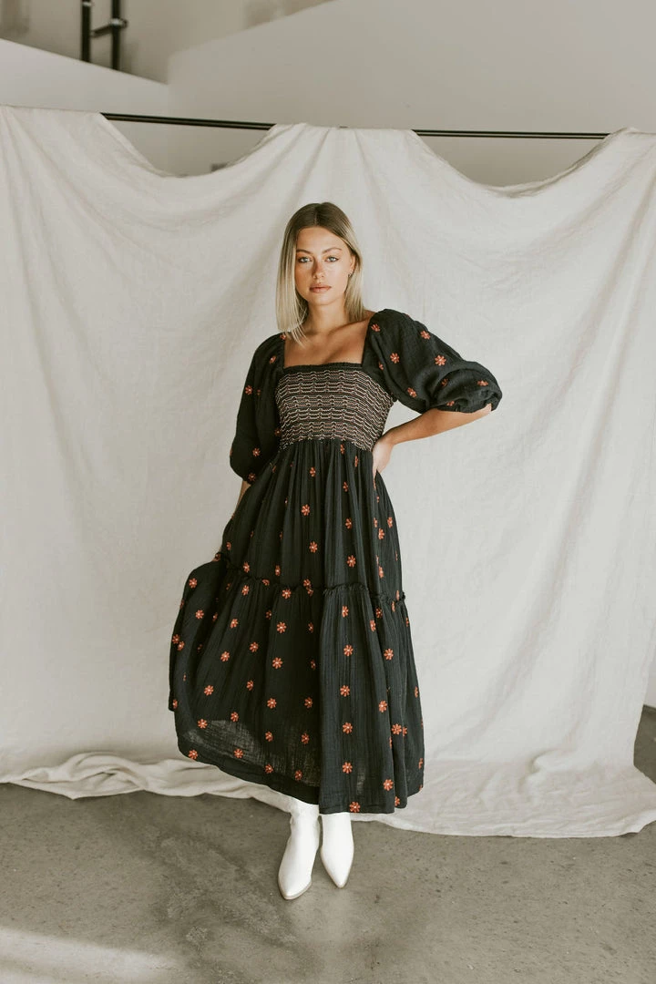 Henly Dresses Free People Dahlia Embroidered Maxi In Black Combo
