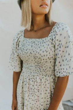 Henly Miss Honey Smocked Midi In Faded Pistachio Dresses