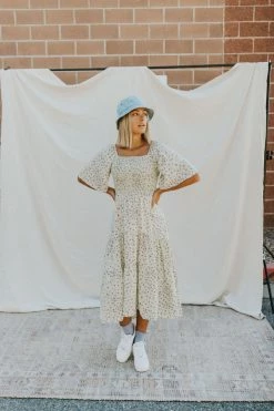 Henly Miss Honey Smocked Midi In Faded Pistachio Dresses