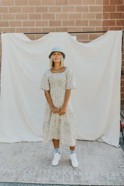 Henly Miss Honey Smocked Midi In Faded Pistachio Dresses