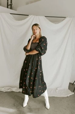 Henly Dresses Free People Dahlia Embroidered Maxi In Black Combo