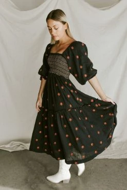 Henly Dresses Free People Dahlia Embroidered Maxi In Black Combo