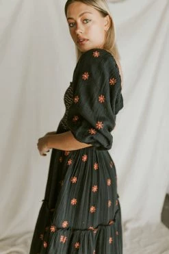 Henly Dresses Free People Dahlia Embroidered Maxi In Black Combo