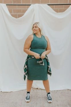 HENLY Acadia Ribbed Dyed Maxi In Emerald Dresses
