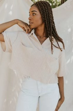 Henly Tops Sahara Ribbed Top In Natural