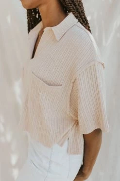 Henly Tops Sahara Ribbed Top In Natural