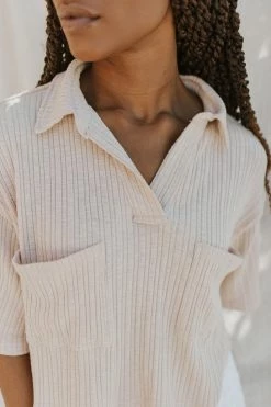 Henly Tops Sahara Ribbed Top In Natural
