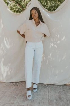 Henly Tops Sahara Ribbed Top In Natural