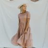 Henly Marlene Swiss Dot Midi In Mauve Dresses