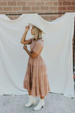 Henly Marlene Swiss Dot Midi In Mauve Dresses