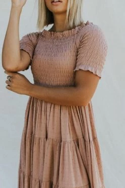 Henly Marlene Swiss Dot Midi In Mauve Dresses