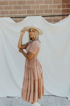 Henly Marlene Swiss Dot Midi In Mauve Dresses