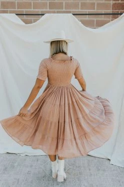 Henly Marlene Swiss Dot Midi In Mauve Dresses